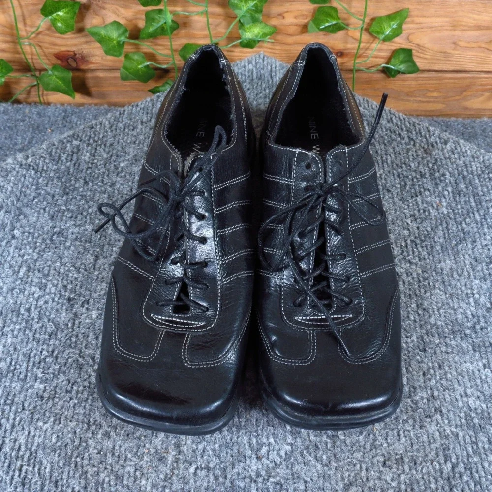 Nine West Faina Womens Oxford Shoes Size 6 Walking Comfort Black Leather